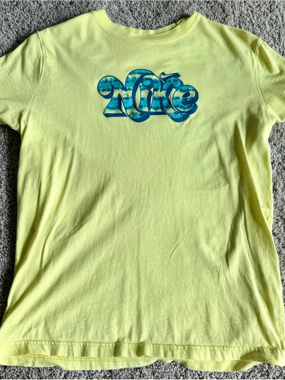 Nike Kids Lemon Yellow Tee with Blue Wave Logo